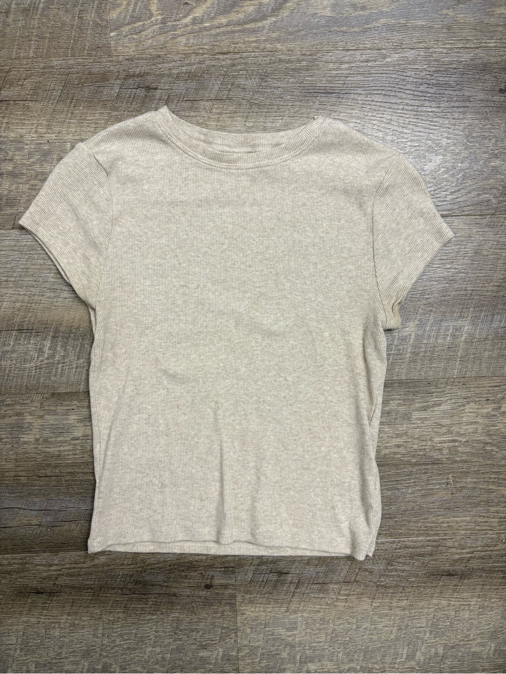 PacSun Short Sleeve Ribbed Tee in Light Beige